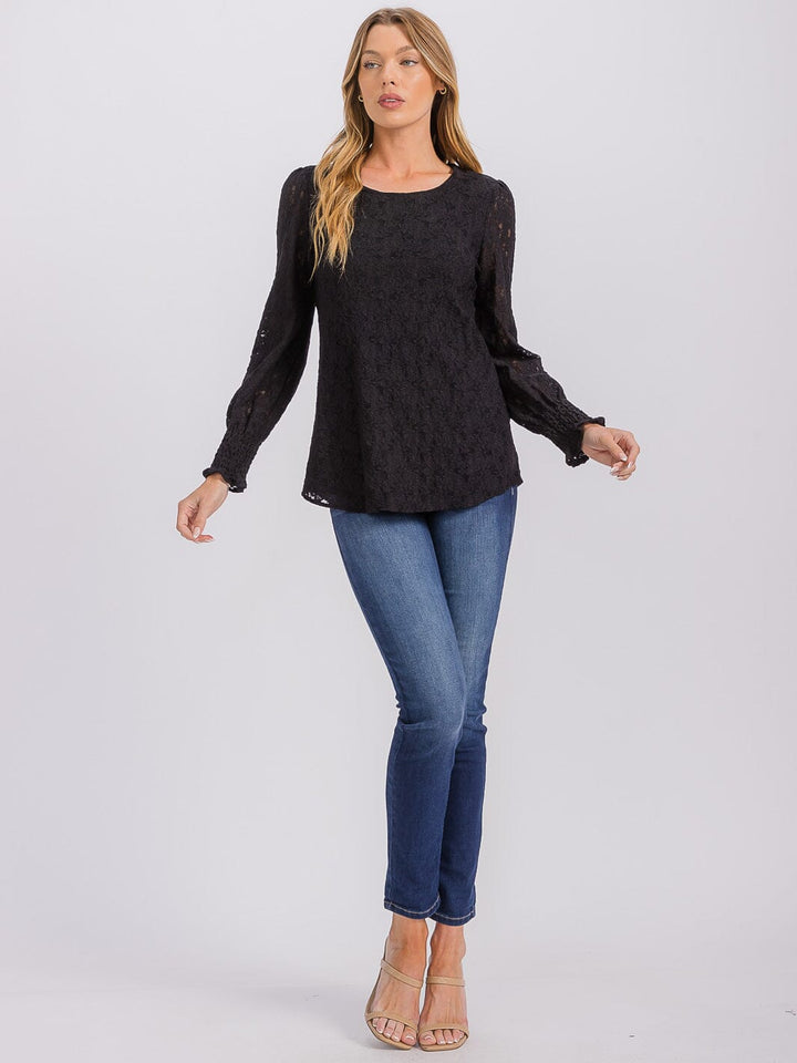 WOMEN'S LONG SLEEVE ALL OVER LACE BLOUSE