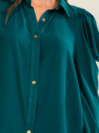 ENTRO WOMEN'S LONG PUFF SLEEVE BUTTON UP BLOUSE
