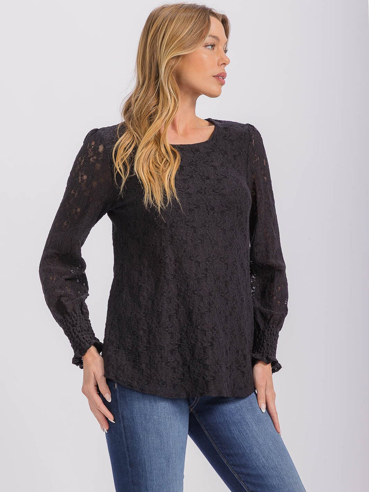 WOMEN'S LONG SLEEVE ALL OVER LACE BLOUSE