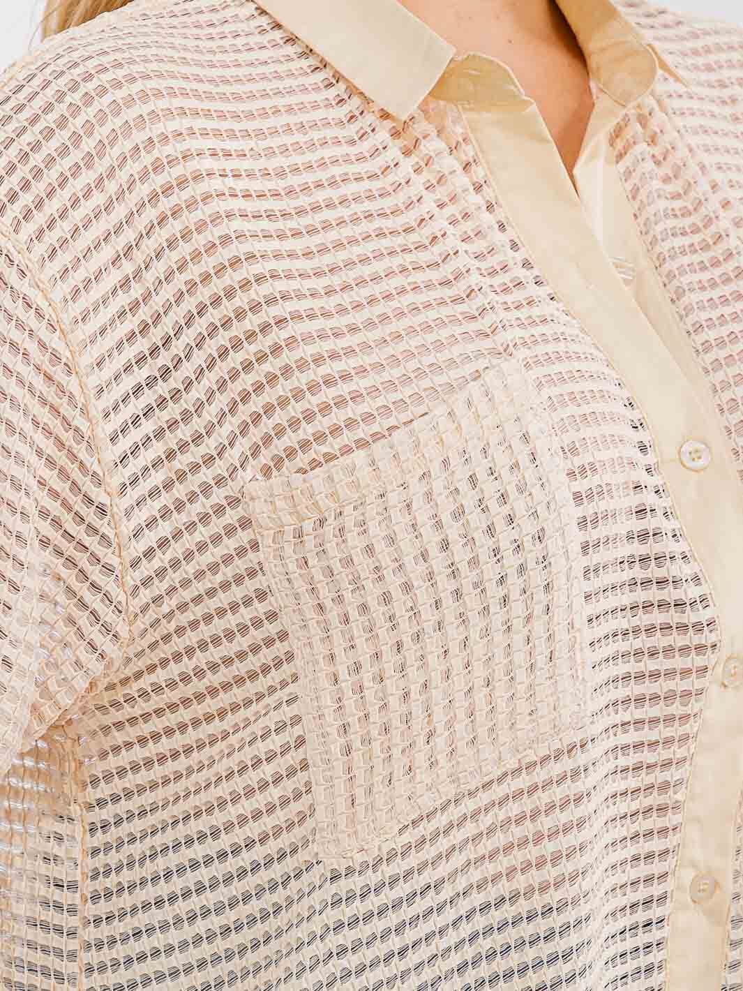 PLUS SIZE SHORT SLEEVE BUTTON UP FRONT POCKET HIGH-LOW LOOSE FIT TOP