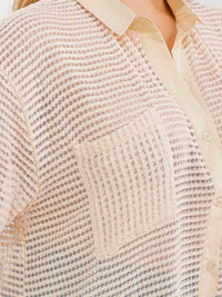 PLUS SIZE SHORT SLEEVE BUTTON UP FRONT POCKET HIGH-LOW LOOSE FIT TOP