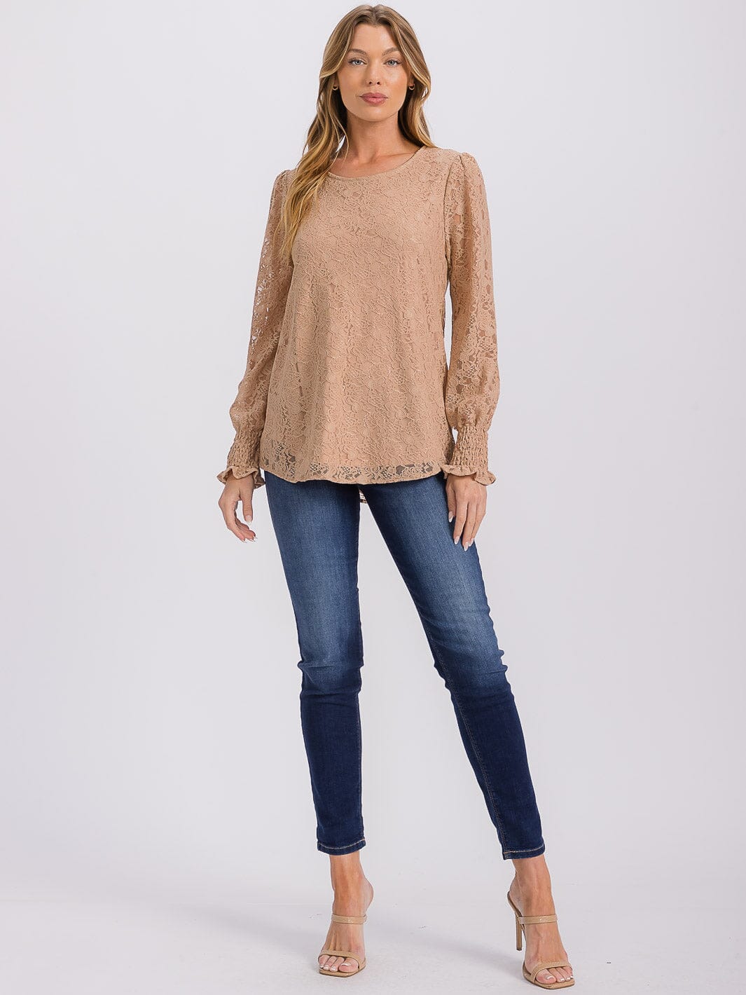 WOMEN'S LONG SLEEVE ALL OVER LACE BLOUSE
