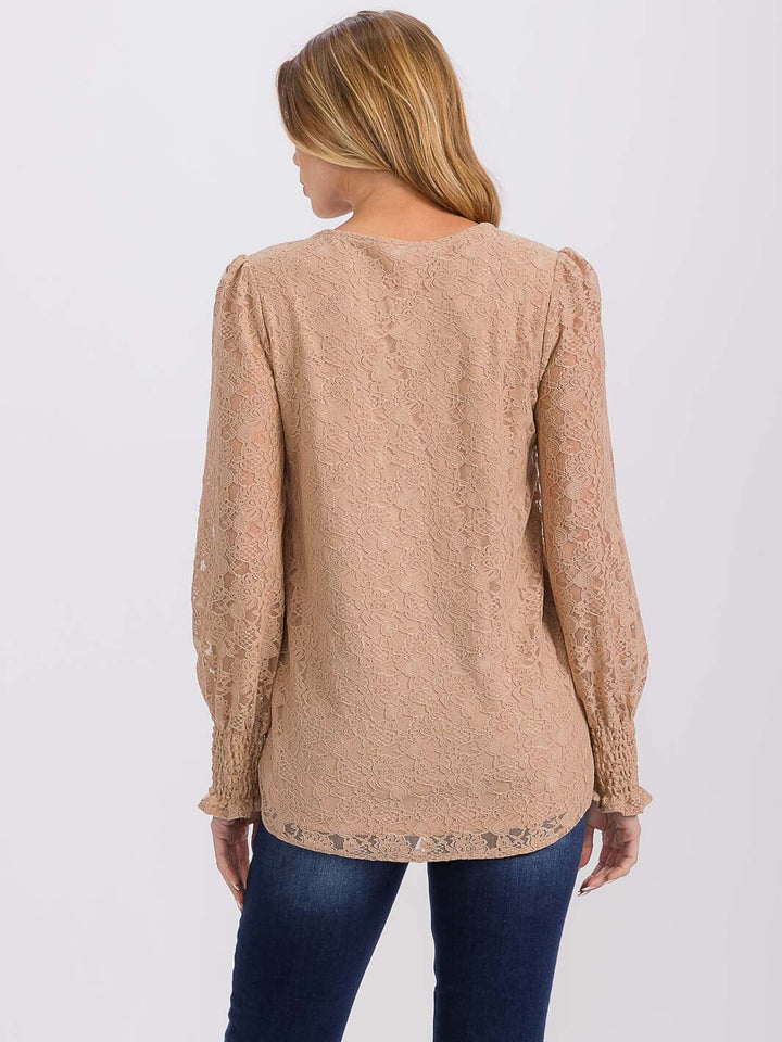 WOMEN'S LONG SLEEVE ALL OVER LACE BLOUSE
