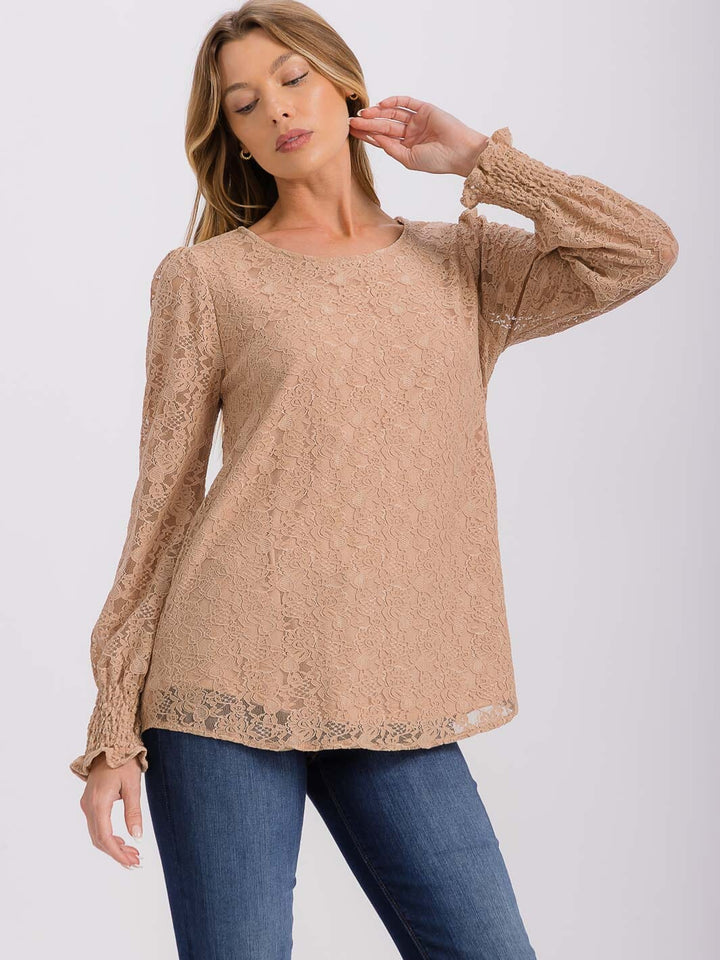 WOMEN'S LONG SLEEVE ALL OVER LACE BLOUSE