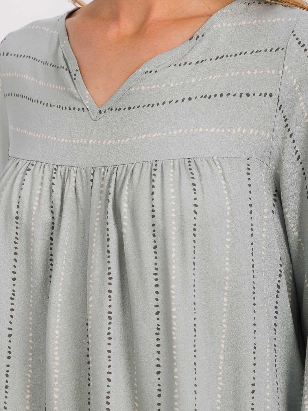 WOMEN'S LONG SLEEVE V-NECK STRIPES TUNIC BLOUSE