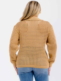 PLUS SIZE LONG SLEEVE V-NECK LOOSE FIT KNIT TOP