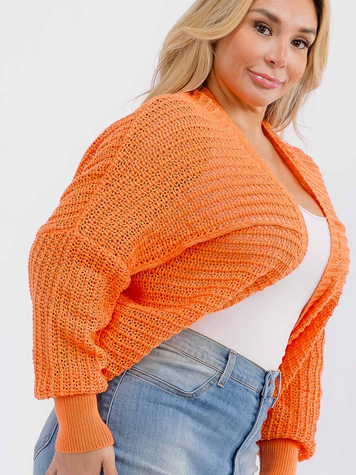 PLUS SIZE LONG SLEEVE OPEN FRONT KNIT CARDIGAN