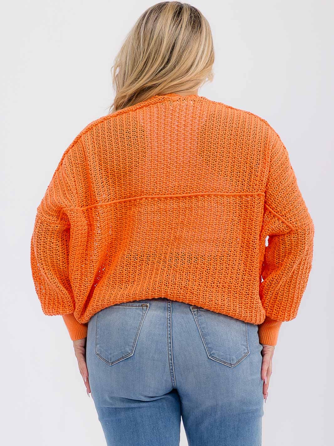 PLUS SIZE LONG SLEEVE OPEN FRONT KNIT CARDIGAN