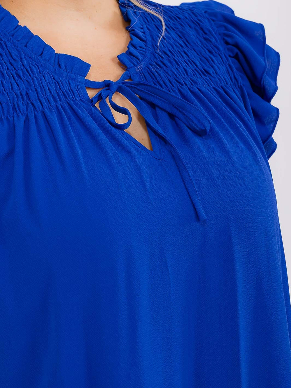 PLUS SIZE RUFFLE SLEEVE V-NECK TUNIC MINI DRESS