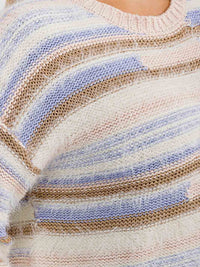 PLUS SIZE LONG SLEEVE COLORBLOCK STRIPES PULLOVER KNIT SWEATER