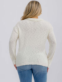 PLUS SIZE LONG SLEEVE V-NECK PULLOVER SWEATER