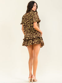ENTRO WOMEN'S ELASTIC WAIST RUFFLE TIERED FLORAL PRINT MINI SKORTS