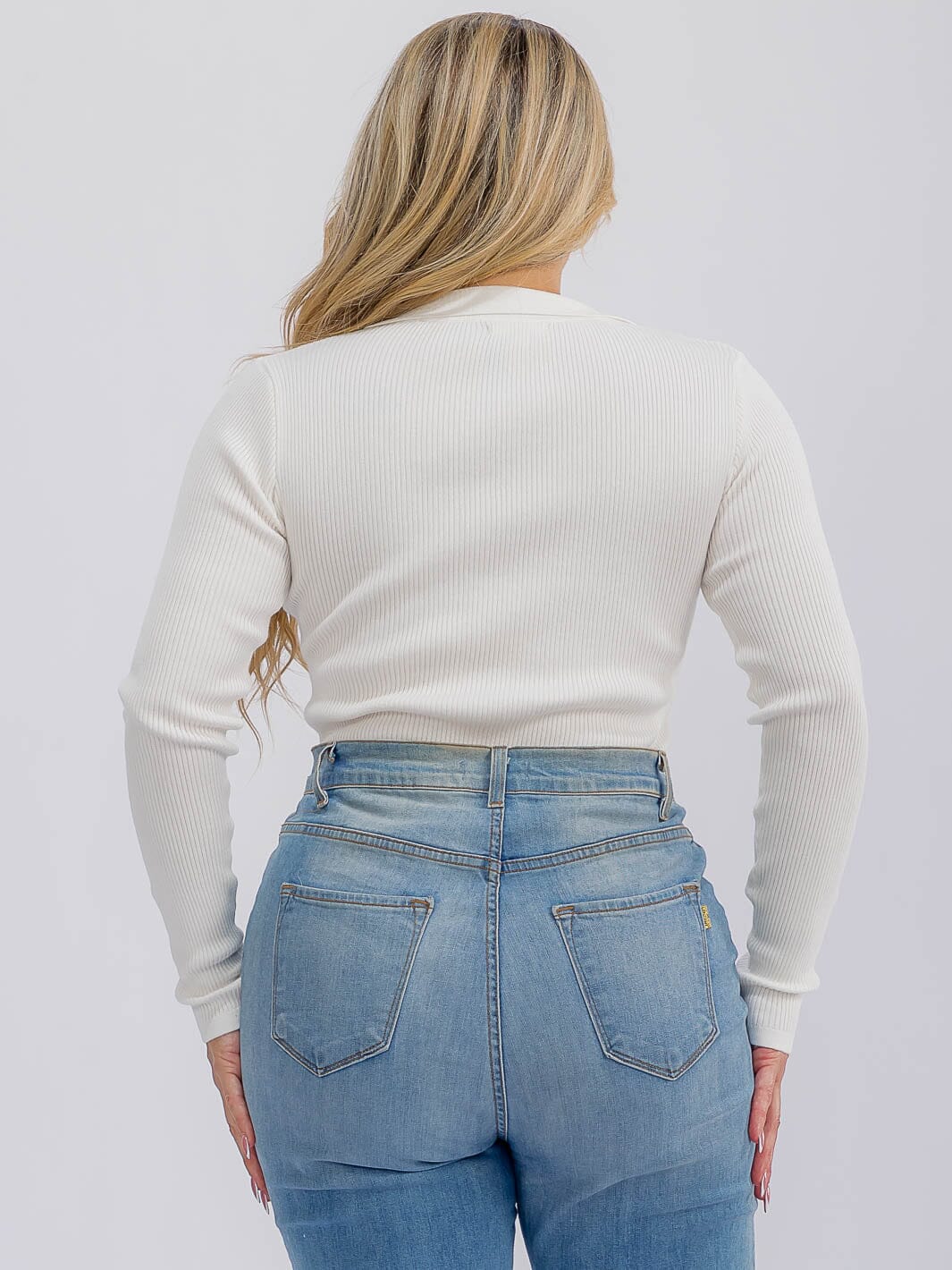 PLUS SIZE LONG SLEEVE V-NECK BODYSUIT