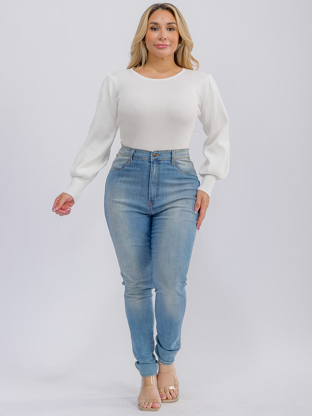 PLUS SIZE LONG SLEEVE RIBBED BODYSUIT