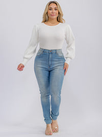PLUS SIZE LONG SLEEVE RIBBED BODYSUIT