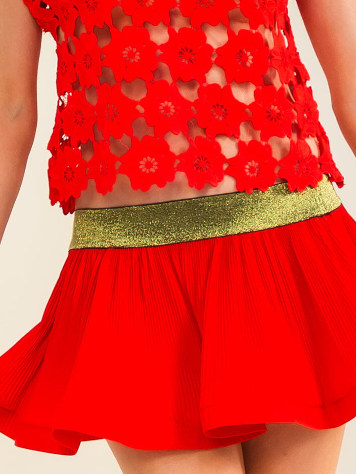 BEULAH WOMEN'S SLEEVELESS BLOUSE & ELASTIC WAIST MINI SKIRT & MIDI SKIRT CROCHET 3PC. SET
