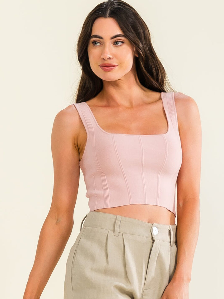 *******WOMEN'S SLEEVELESS SQUARE NECK RIBBED CROP TOP