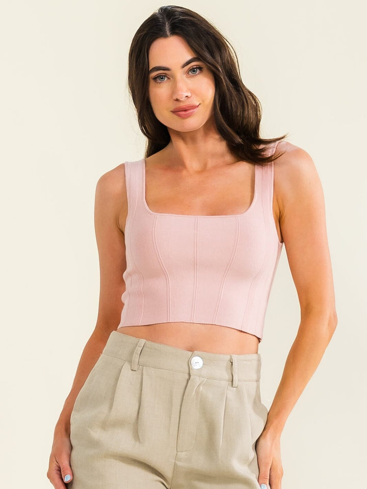*******WOMEN'S SLEEVELESS SQUARE NECK RIBBED CROP TOP