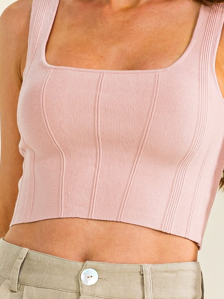 *******WOMEN'S SLEEVELESS SQUARE NECK RIBBED CROP TOP