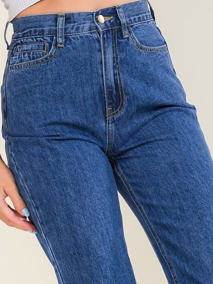 *******WOMEN'S BUTTON CLOSURE POCKETS STRAIGHT LEG DENIM PANTS