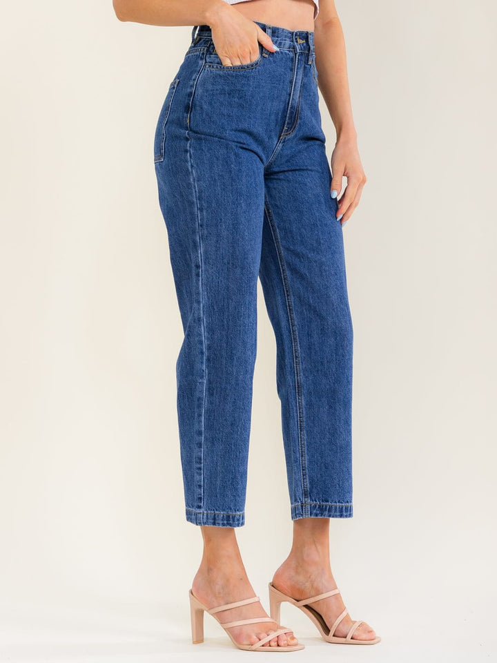 *******WOMEN'S BUTTON CLOSURE POCKETS STRAIGHT LEG DENIM PANTS