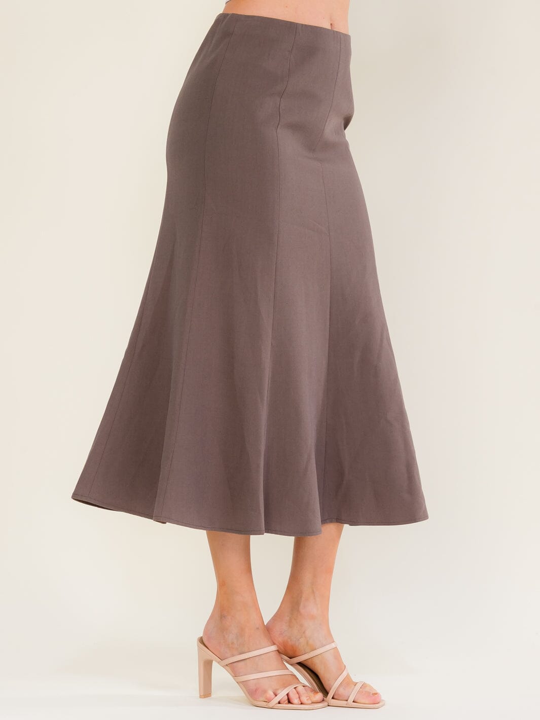 WOMEN'S ZIPPER CLOSURE SOLID MAXI SKIRT
