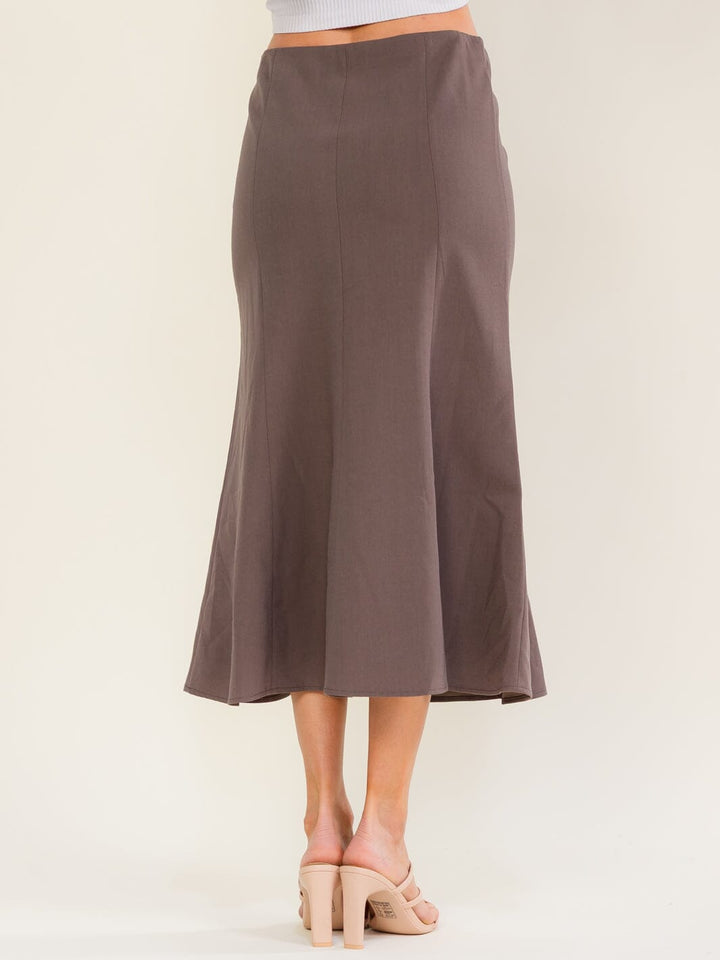 WOMEN'S ZIPPER CLOSURE SOLID MAXI SKIRT
