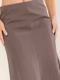 WOMEN'S ZIPPER CLOSURE SOLID MAXI SKIRT