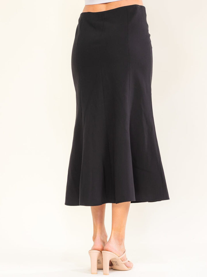 WOMEN'S ZIPPER CLOSURE SOLID MAXI SKIRT