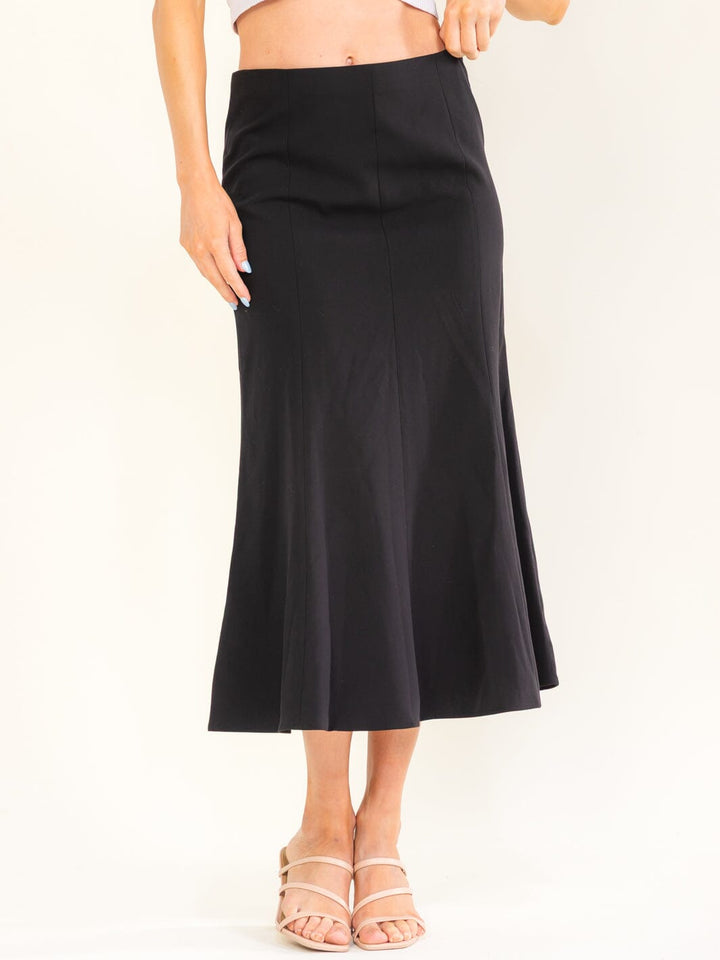 WOMEN'S ZIPPER CLOSURE SOLID MAXI SKIRT
