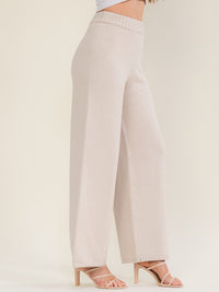 WOMEN'S ELASTIC WAIST KNIT WIDE LEG PANTS
