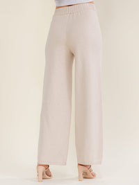 WOMEN'S ELASTIC WAIST KNIT WIDE LEG PANTS