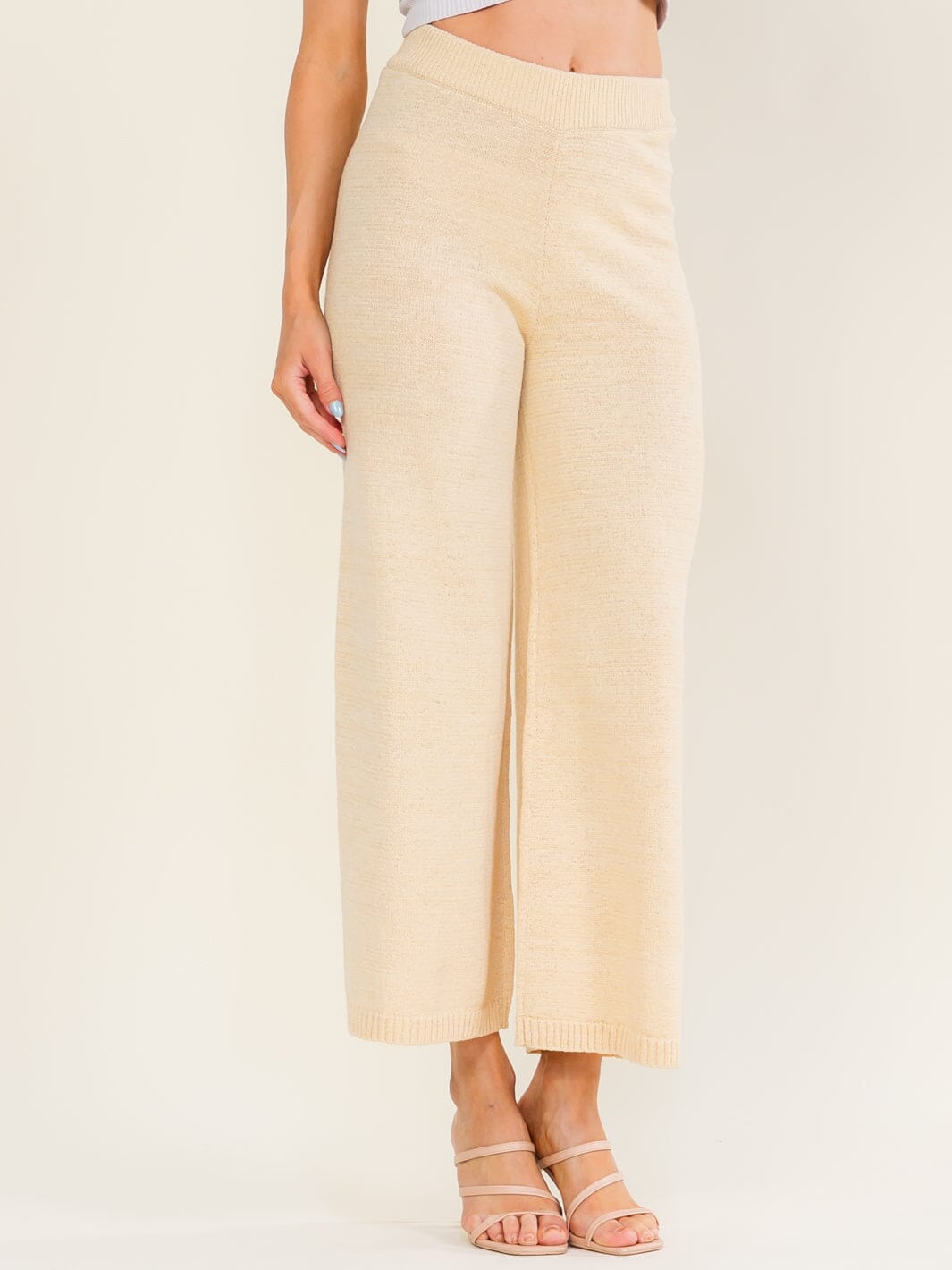 WOMEN'S ELASTIC WAIST WIDE LEG PANTS