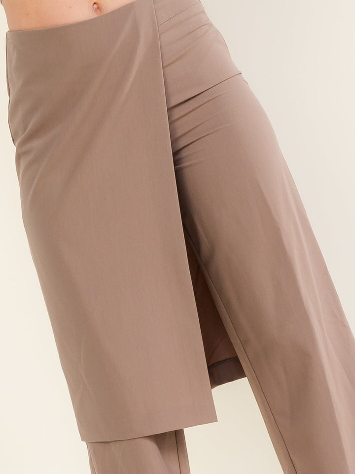 WOMEN'S ZIPPER CLOSURE SKIRT OVERLAY STRAIGHT LEG PANTS