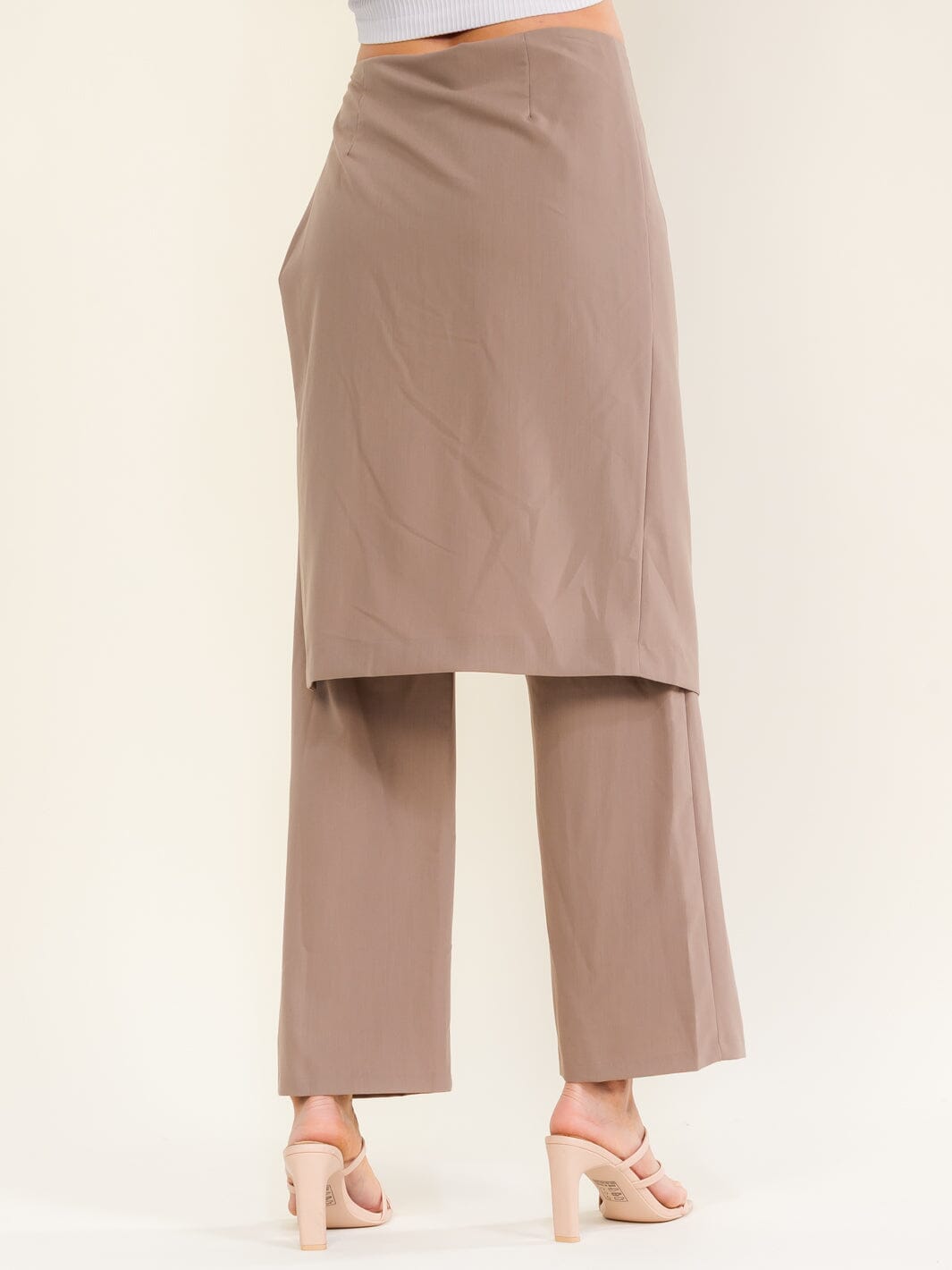 WOMEN'S ZIPPER CLOSURE SKIRT OVERLAY STRAIGHT LEG PANTS