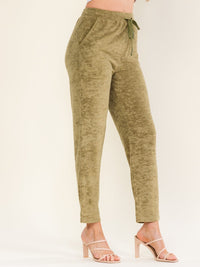 WOMEN'S ELASTIC WAIST FRONT POCKETS SKINNY LEG PANTS