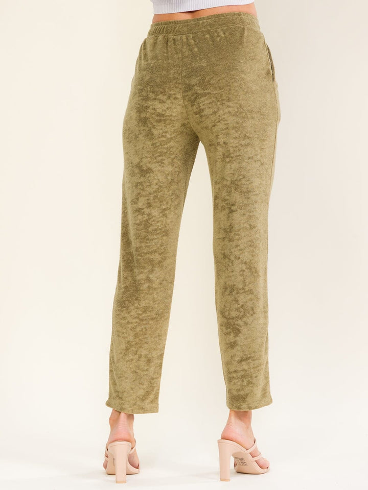 WOMEN'S ELASTIC WAIST FRONT POCKETS SKINNY LEG PANTS
