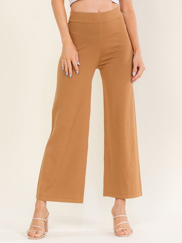 WOMEN'S ELASTIC WAIST BANDAGE WIDE LEG PANTS