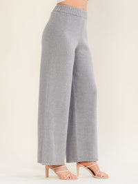 WOMEN'S ELASTIC WAIST KNIT WIDE LEG PANTS