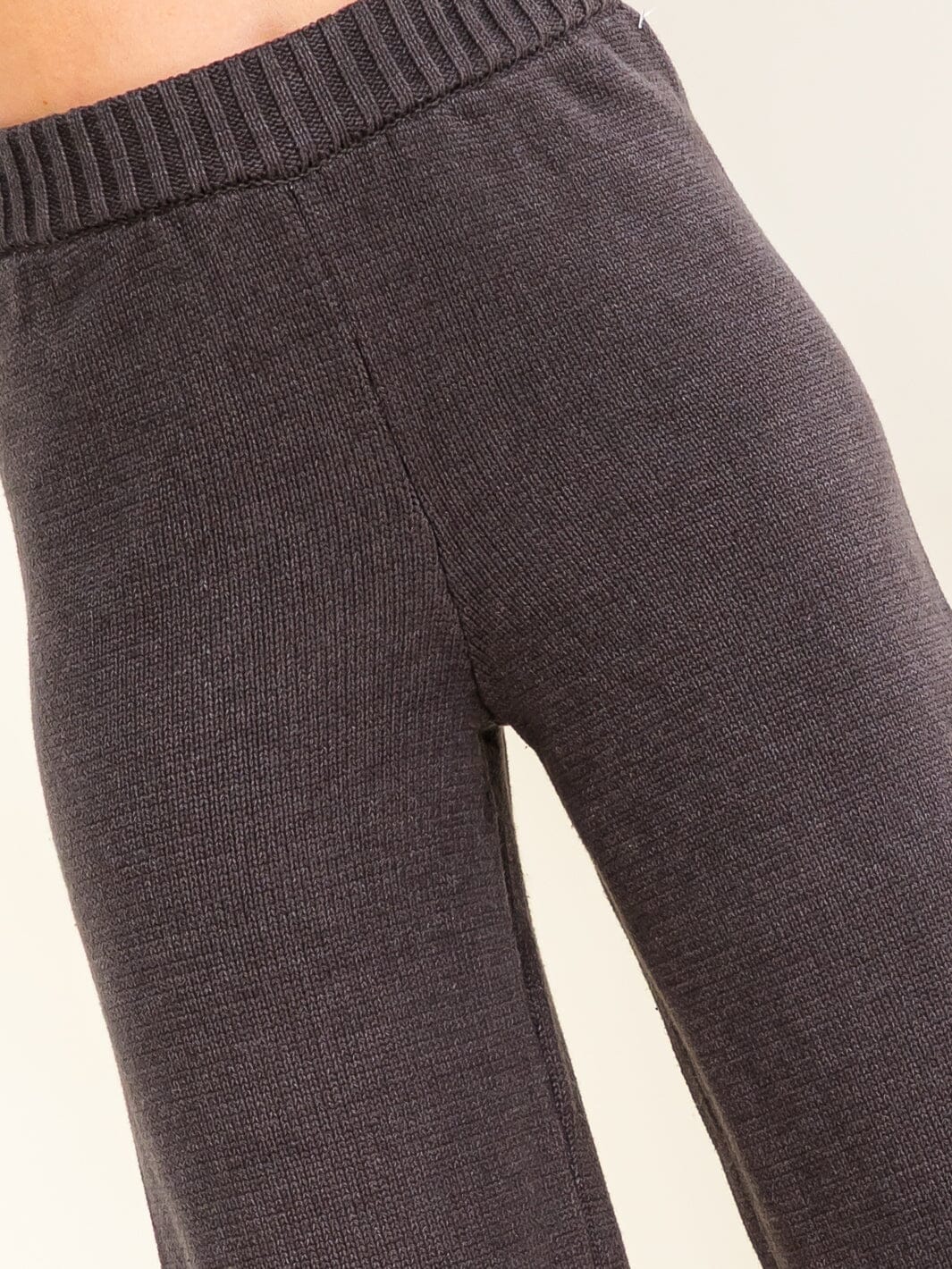 WOMEN'S ELASTIC WAIST KNIT WIDE LEG PANTS
