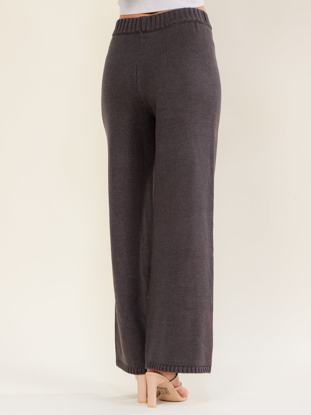 WOMEN'S ELASTIC WAIST KNIT WIDE LEG PANTS