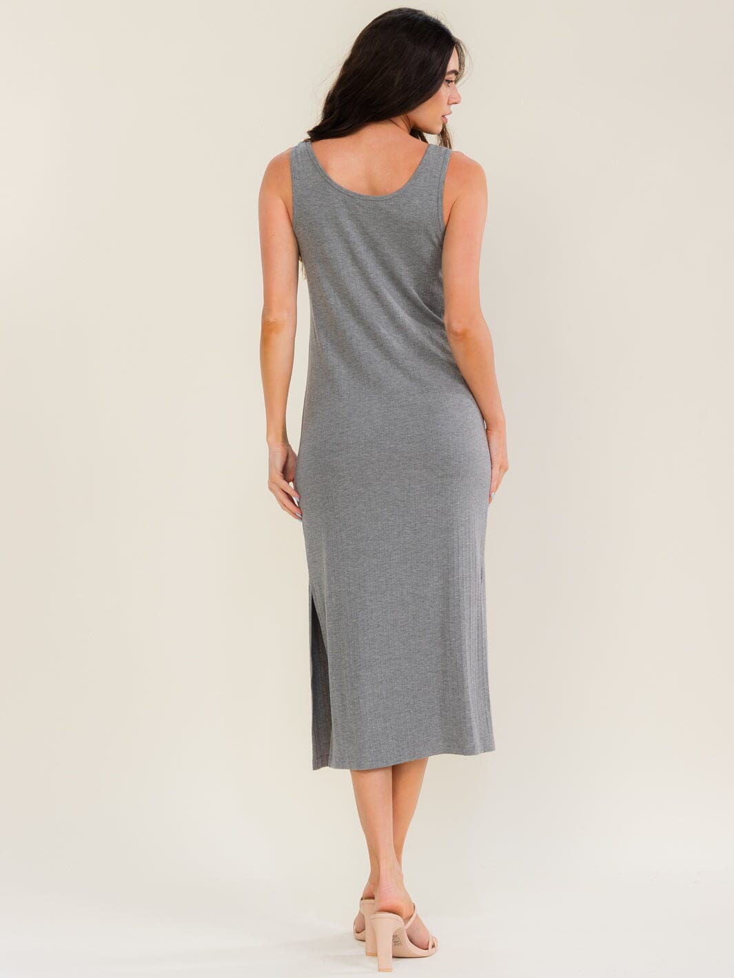 WOMEN'S SLEEVELESS SIDE SLIT BODYCON MAXI DRESS