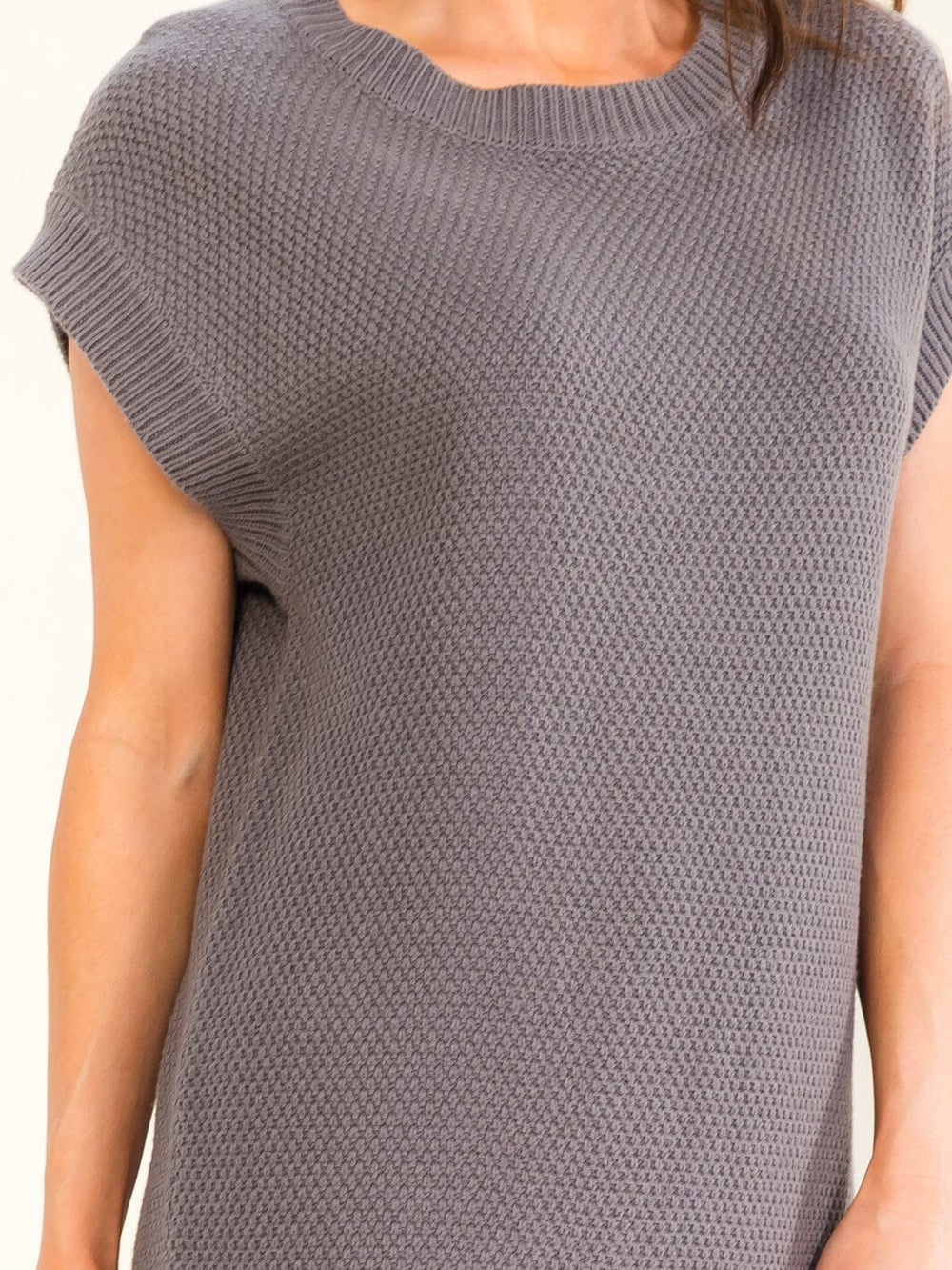 WOMEN'S SHORT SLEEVE LOOSE FIT KNIT SWEATER MAXI DRESS