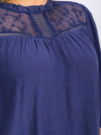 PLUS SIZE LONG SLEEVE LOOSE FIT LACE DETAILED BLOUSE