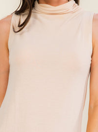 WOMEN'S SLEEVELESS TURTLE NECK MAXI DRESS