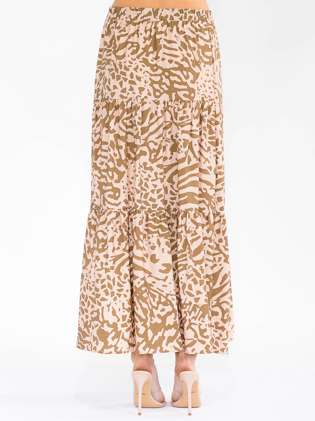 WOMEN'S ELASTIC WAIST ANIMAL PRINT MAXI SKIRT