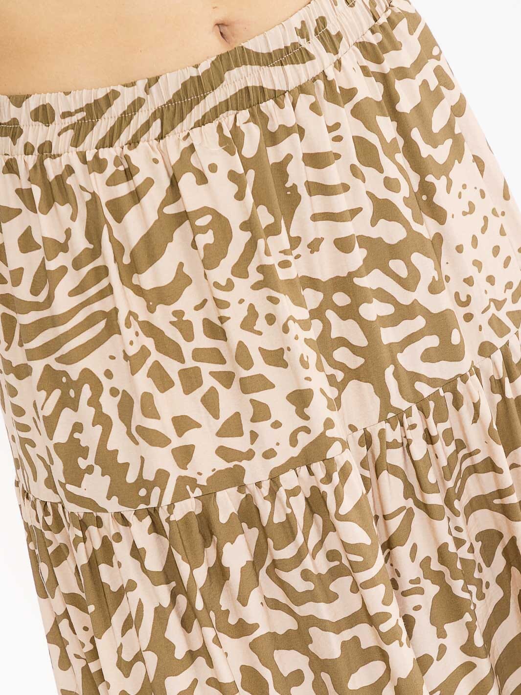 WOMEN'S ELASTIC WAIST ANIMAL PRINT MAXI SKIRT