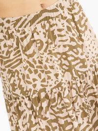 WOMEN'S ELASTIC WAIST ANIMAL PRINT MAXI SKIRT