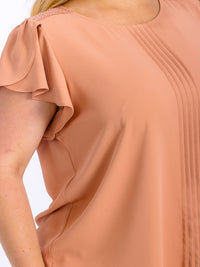 PLUS SIZE SHORT SLEEVE DETAILED BLOUSE