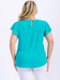 PLUS SIZE SHORT SLEEVE DETAILED BLOUSE